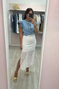 Blusa Denim Volantes